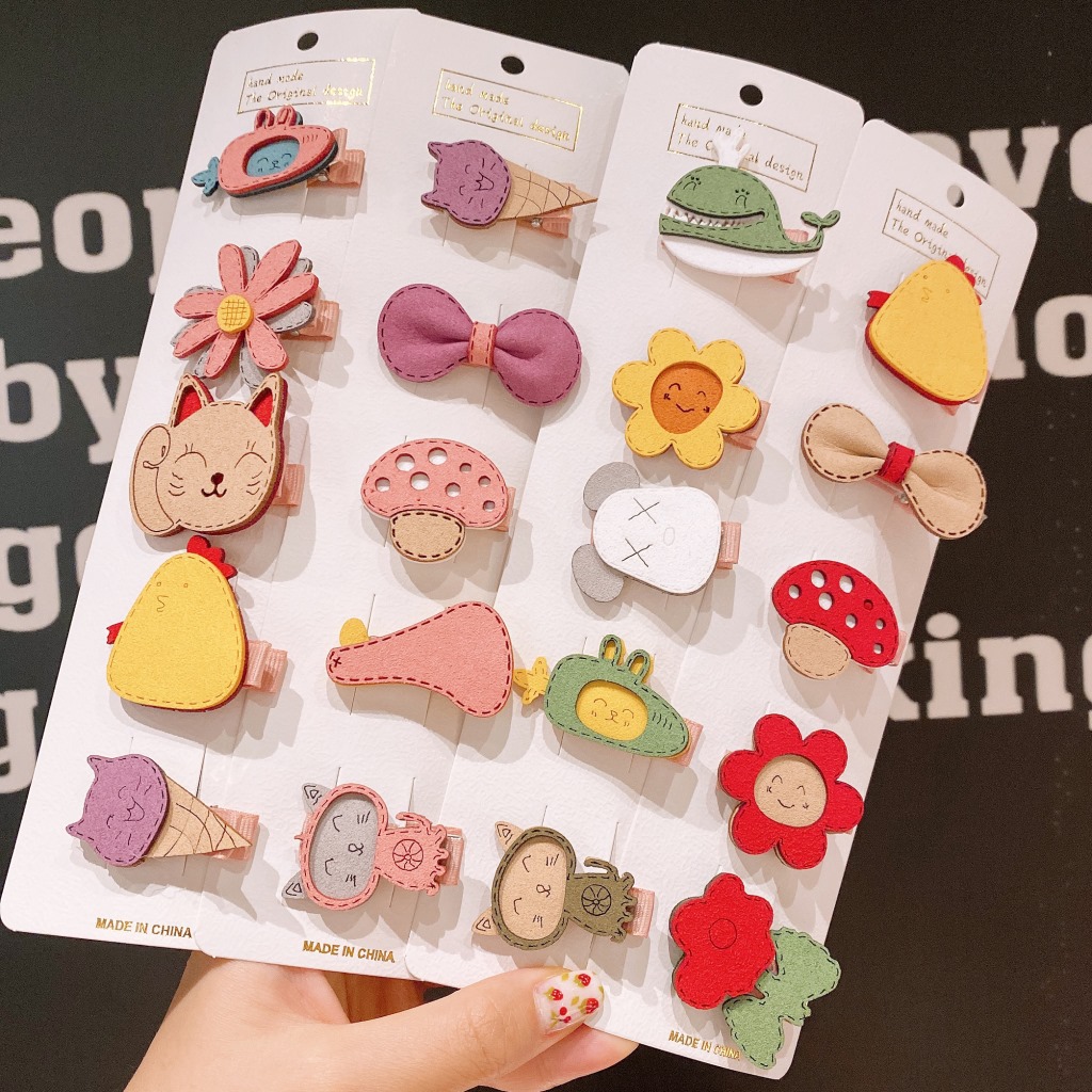 Nuevo estilo coreano linda chica horquilla fruta pequeña combinación de horquilla animal flequillo fresco clip traje de pelo de los niños