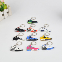 迷你籃球鞋 創意鑰匙扣pvc軟膠 喬丹4代鞋子鑰匙鏈鞋模鑰匙掛件
