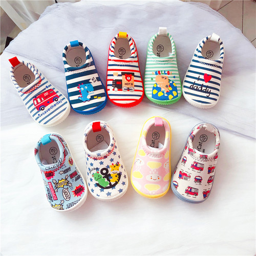 Japanese single new girls' elastic cloth shoes boys' shoes children's canvas shoes one-foot baby kindergarten shoes