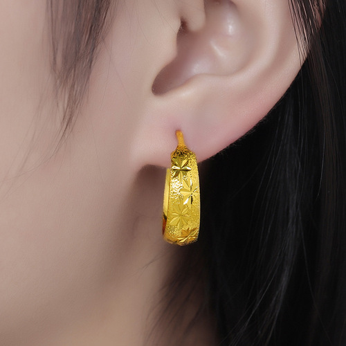 Vietnamese sand gold baby's breath star earrings for the elderly, brass gold-plated new meteor shower earrings, a dropshipping gift for mom
