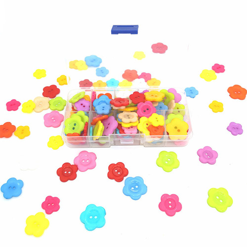 Wholesale colorful mixed plastic buttons for children's button flower DIY craft material kit sticker painting