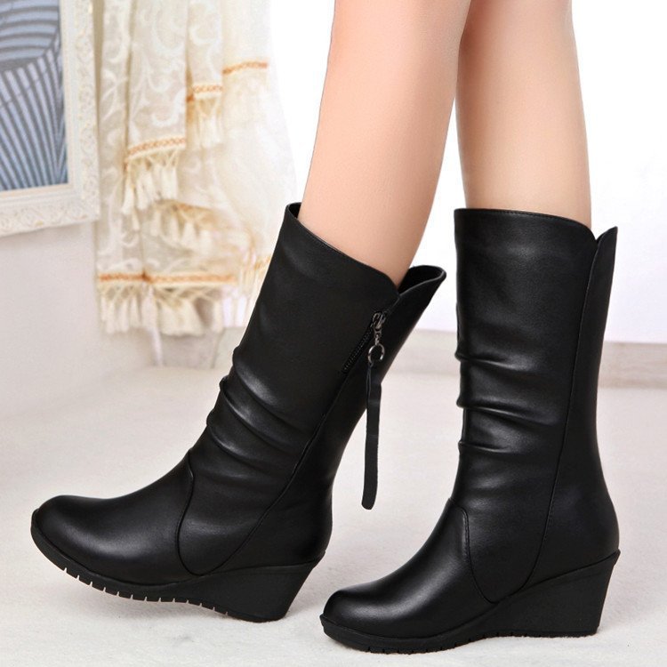 Damen-Reitstiefel, Wanderstiefel, wasserdicht, Western-Stil, flach, runde Zehenpartie, quadratische Zehenpartie, Reißverschluss, Slip-on-Sportstiefel, Schuhwerk_voghion.com