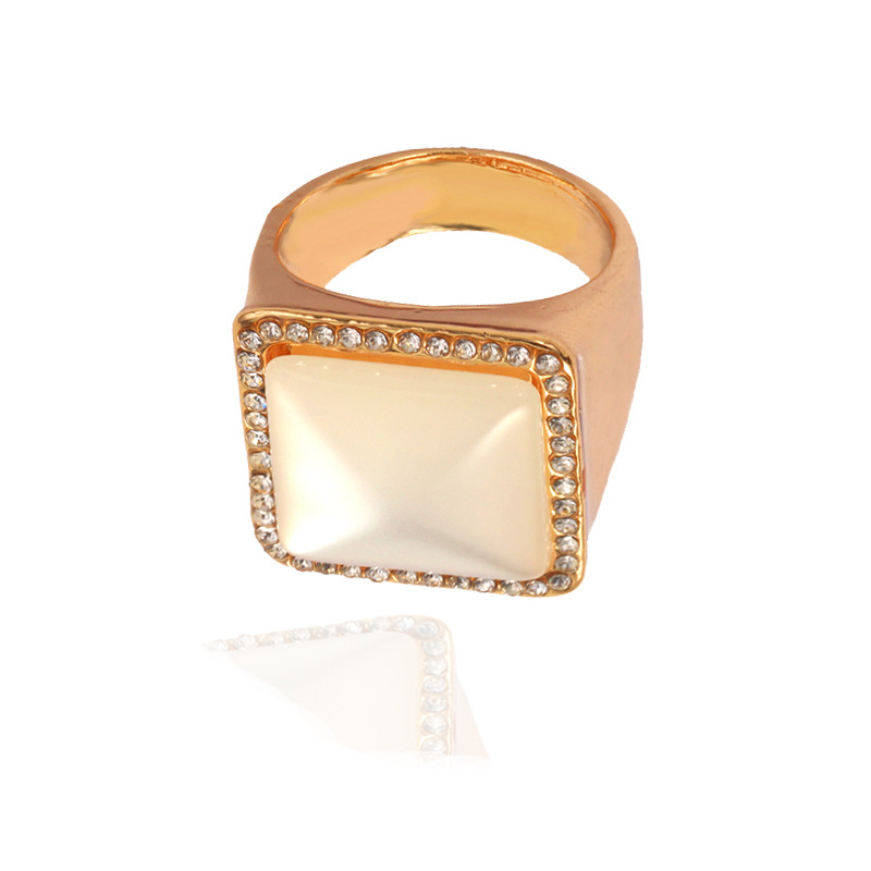 Hot Sale New Fashion Personality Alloy  Simple Retro Diamond Square Gem Ring Wholesale Nihaojewelry display picture 2