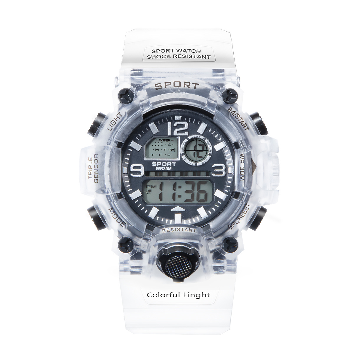 Cross-Border Reloj electrónico impermeable multifuncional para hombres para adolescentes y estudiantes reloj de alarma deportivo luminoso reloj de pareja popular