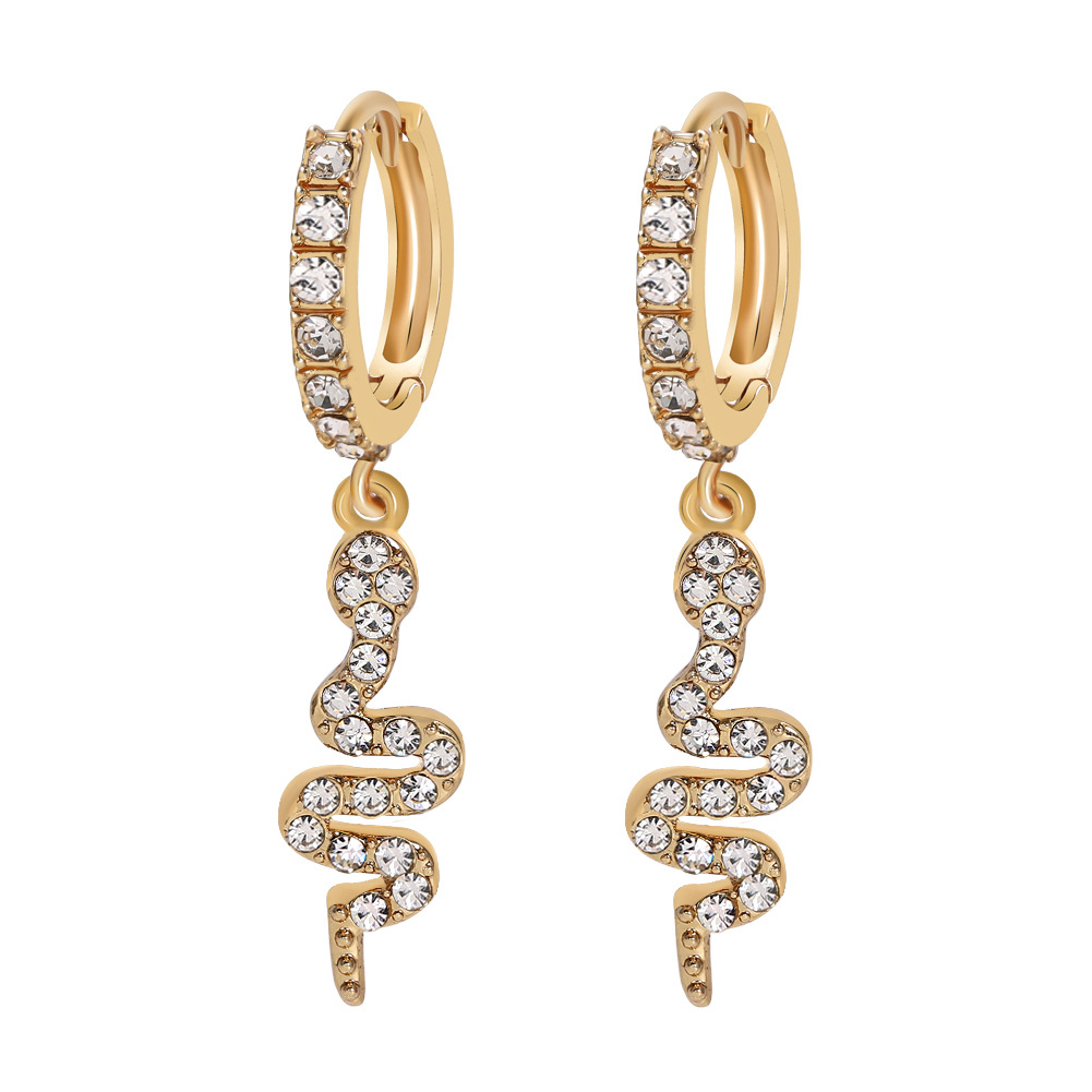 Hot-selling Copper Electroplating Single Row Zircon Serpentine Earrings display picture 4