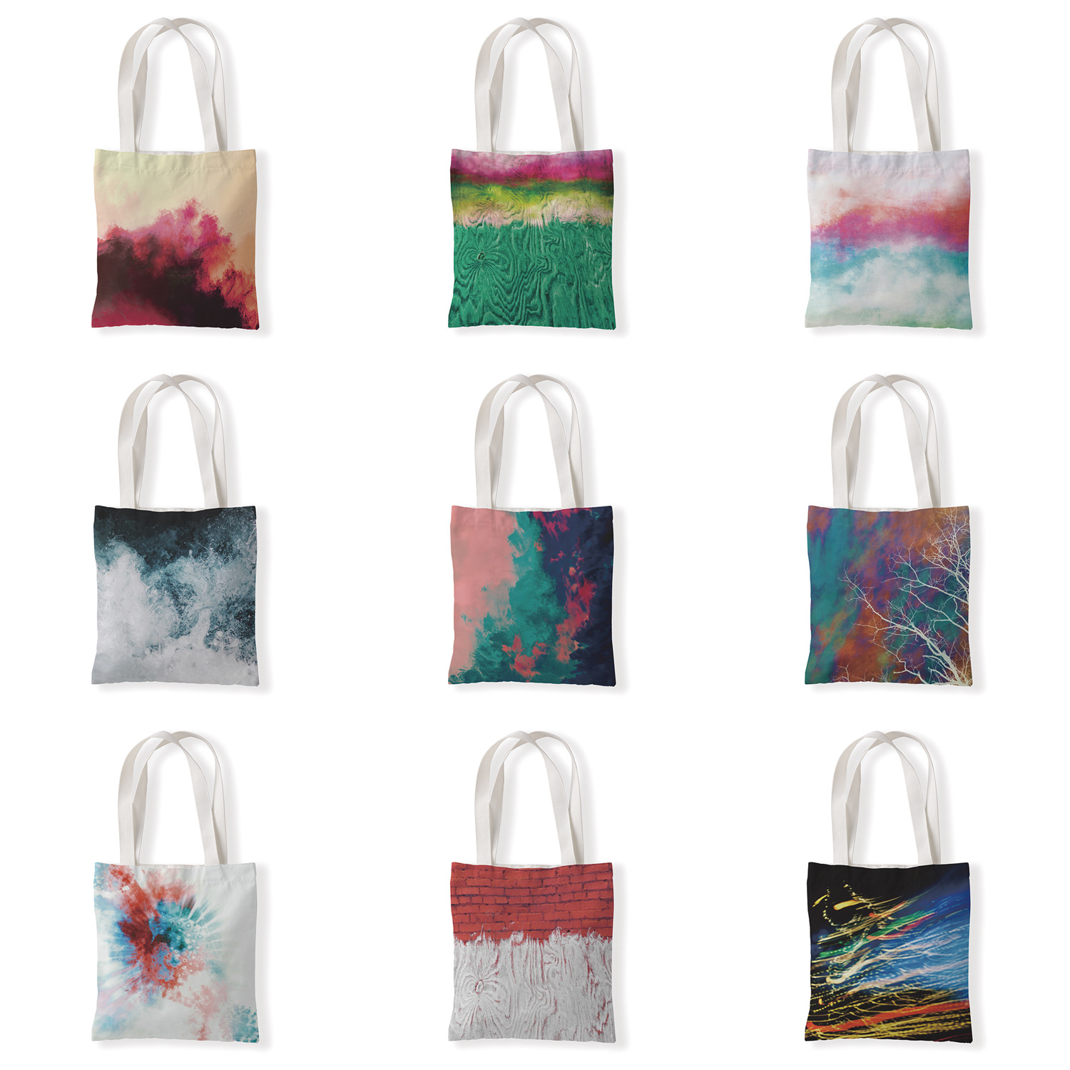 创意彩虹帆布袋百搭包休闲单肩袋学生零钱袋环保购物袋手拎包