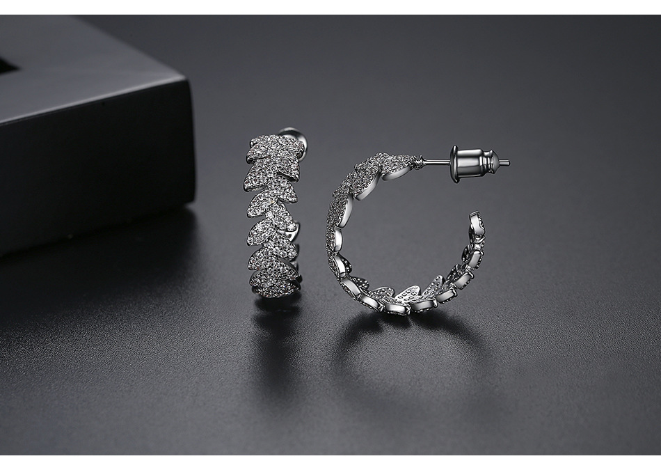 Mode Kupfer Eingelegte Zirkon Kranz Ohrringe display picture 5