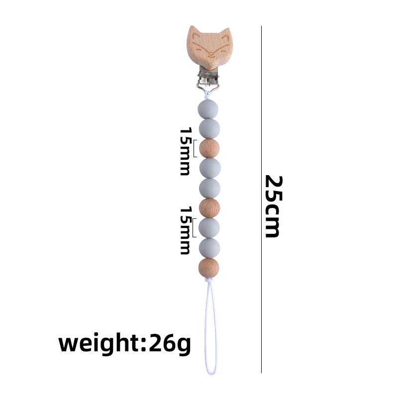Nueva Beech Fox chupete clip bebé DIY creativo chupete cadena cuentas de silicona de dibujos animados Beech beads Toy teether