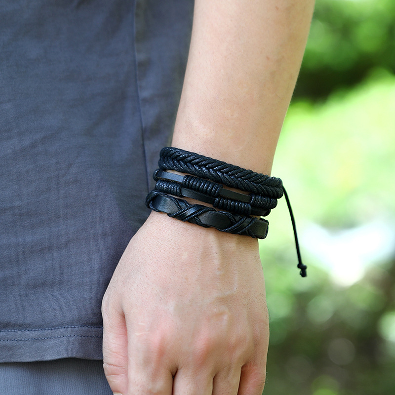 Fashion new retro woven mix and match jewelry simple multi-layer adjustable  bracelet