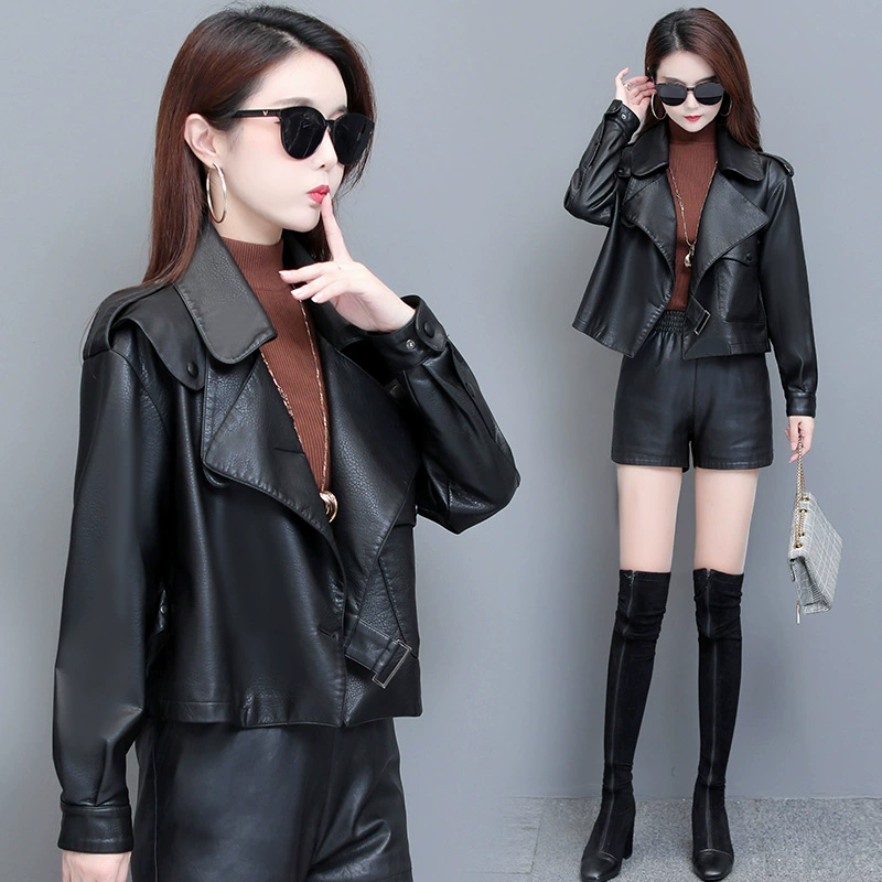 Autumn polyurethane short jacket, for teenagers, oversize