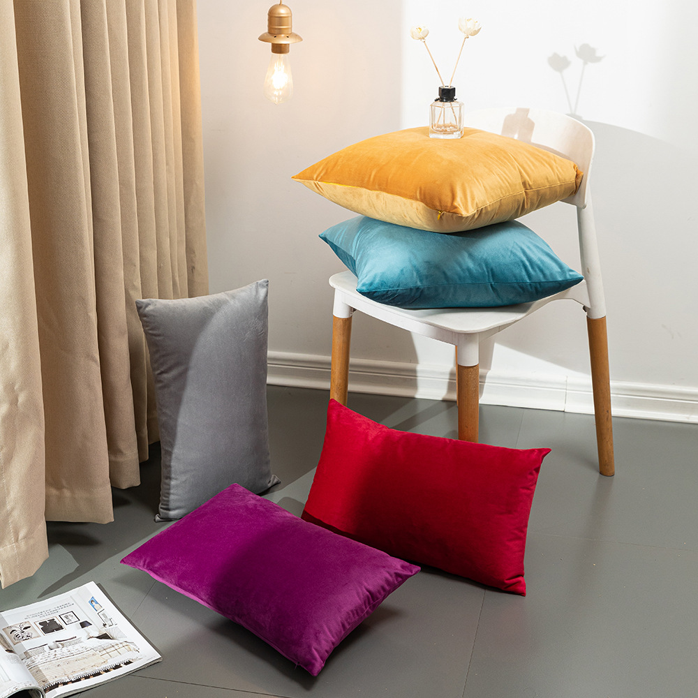 Copricuscino per divano in velluto olandese spesso di colore solido semplice nordico, copricuscino per camera da letto, comodino, caramelle colorate_voghion.com