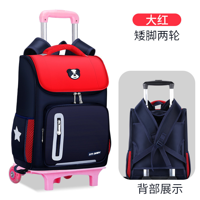 Fábrica de la escuela primaria estudiante carretilla mochila personalizada de tres ruedas de seis ruedas desmontable de doble uso escalera escalada personalizada impresa LOGO