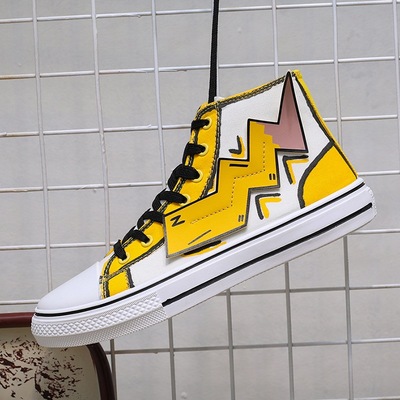 2020新款秋季皮卡丘联盟帆布男鞋韩版休闲高帮潮鞋原宿风学生单鞋