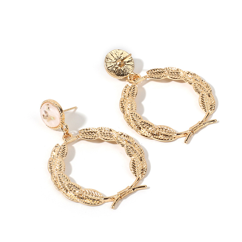 13g Weight Earrings, Ear Studs Classification Wedding, Travel Occasion Alloy Material Women'S Gender Gold Color Korea Cute Fashion Round Wreath Geometric Alloy Women's Earrings Nihaojewlery 6