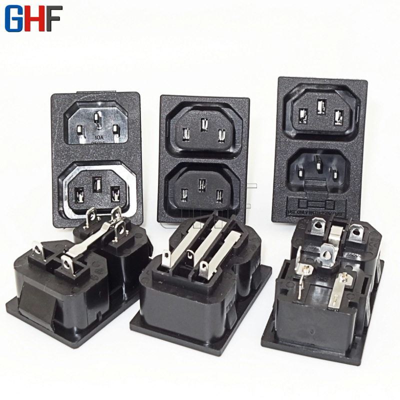 厂家直销AC插座二合一 公母连体AC电源插座C13/C14工业插座 铜脚