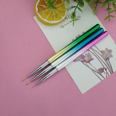 美甲渐变色金属笔杆彩绘笔套装 美甲笔3支装拉线笔 勾线笔|ms