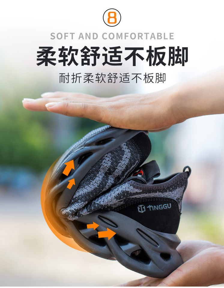Giày bảo hộ lao động nam cổ thấp lưới thoáng khí, mũi thép chống va đập chống đâm xuyên, đế chống trơn trượt — Màu xám; Châu Âu 44, Màu xám; Cỡ Châu Âu 38, Màu xám; Cỡ Châu Âu 46, Màu đen; Mã Châu Âu 36 chi tiết 34