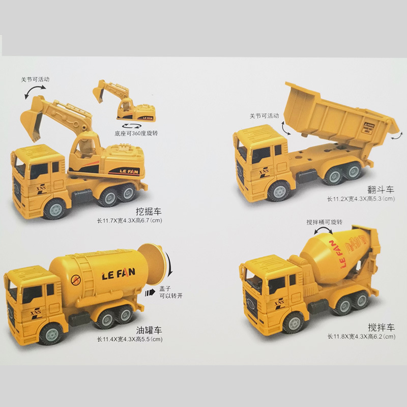 Set de Vehículos de Construcción de Impulso de Plástico Retráctil para Niños