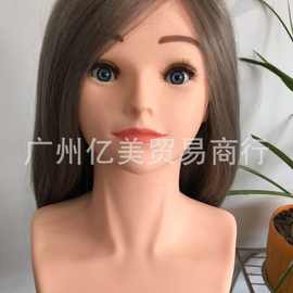 半身带肩膀模特头 混合发教习头美发烫卷造型练习头假人头公子头