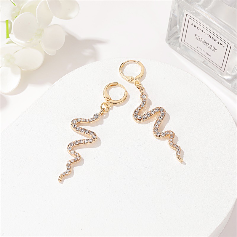 New Fashion Creative Snake-shaped Earrings Long Diamond Earrings Simple Wave Earrings Wholesale display picture 5