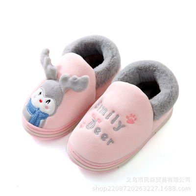 Z冬季居家兒童棉拖鞋親子男女棉鞋包跟卡通防滑室內兒童寶寶鞋0.3