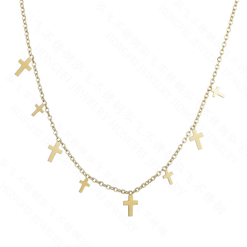 Korean New Products 14k Gold Simple Five-pointed Star Cross Love Clavicle Chain Wholesale Nihaojewelry display picture 6