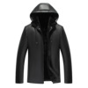 Large Fur one Removable Hooded leather clothing Men's leisure time Stand collar leather jacket live broadcast Carefully selected Goods