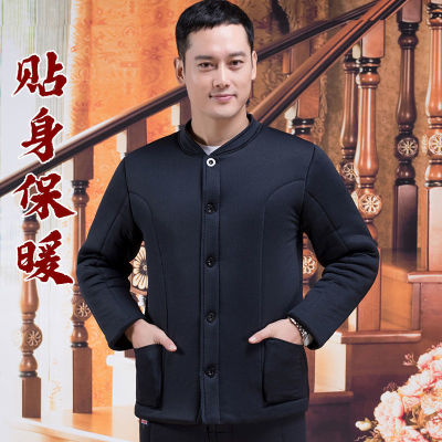 中老年男士駝絨棉襖爸爸加厚加絨保暖棉衣爺爺內膽老人棉襖外套冬