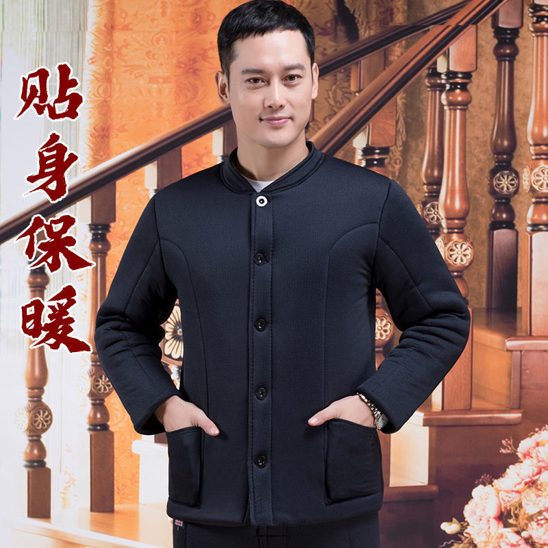 中老年男士駝絨棉襖爸爸加厚加絨保暖棉衣爺爺內膽老人棉襖外套冬