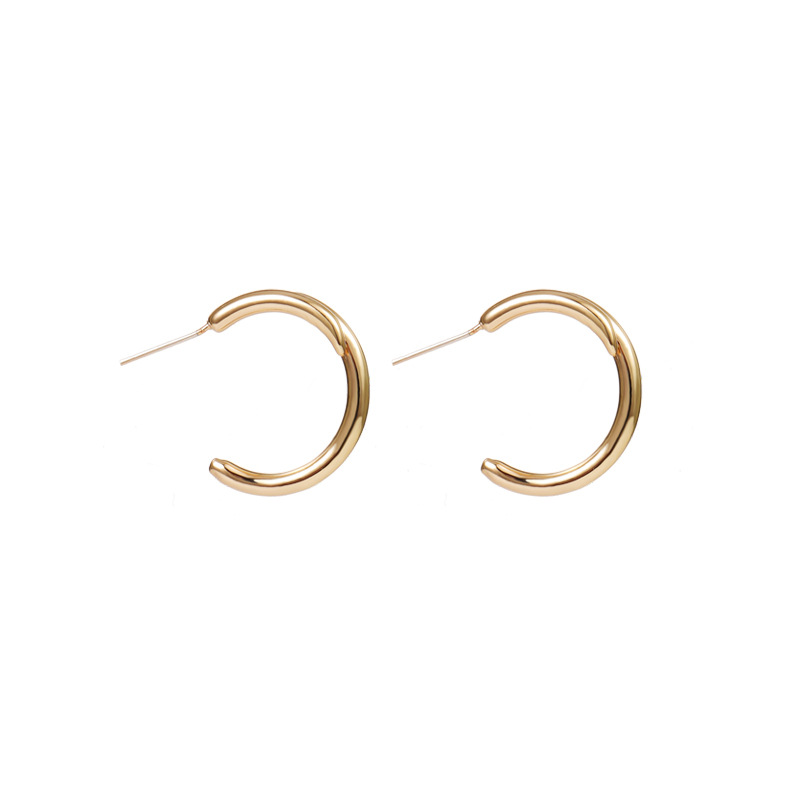 korean-style-simple-style-copper-gold-plated-half-circle-c--shaped-personalized-accessories-ins-internet-celebrity-fashion-earrings-for-women