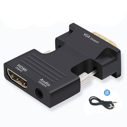 HDMI to VGA adapter; HDMI to VGA converter with audio, male-to-female, L-shaped