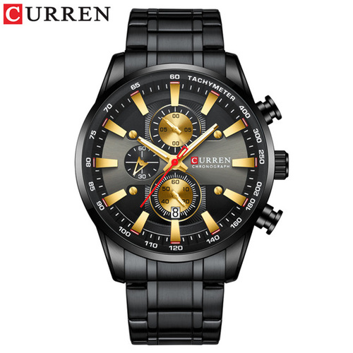 CURREN/Karen 8351 trendy men's waterproof watch six-pin multi-functional fashionable steel band watch