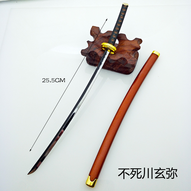 Ghost Blade carbón Zhilang mi esposa Shan Yi boca diaria rueda cuchillo columna de agua columna de insectos 25cm todo-arma de metal adornos