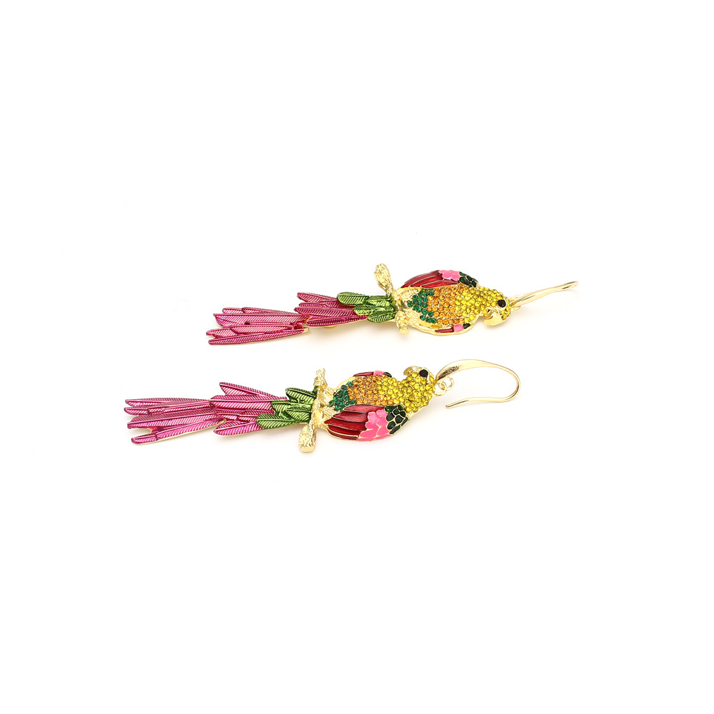 Parrot Pattern Exaggerated Parrot Alloy Inlay Artificial Rhinestones Women's Earrings