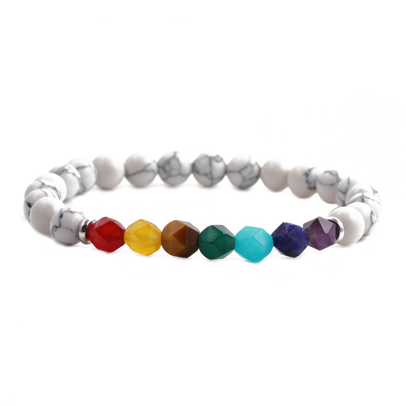 hot sale white turquoise volcanic stone seven chakra yoga bracelet