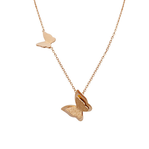 Titanium steel colorfast butterfly necklace short women's choker bone chain cold wind Instagram trendy stylish influencer minimalist jewelry