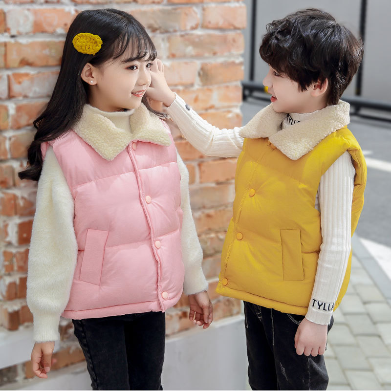 儿童棉马甲批发2020冬季新款加绒加厚羊羔绒中小童装马夹外穿背心|ms