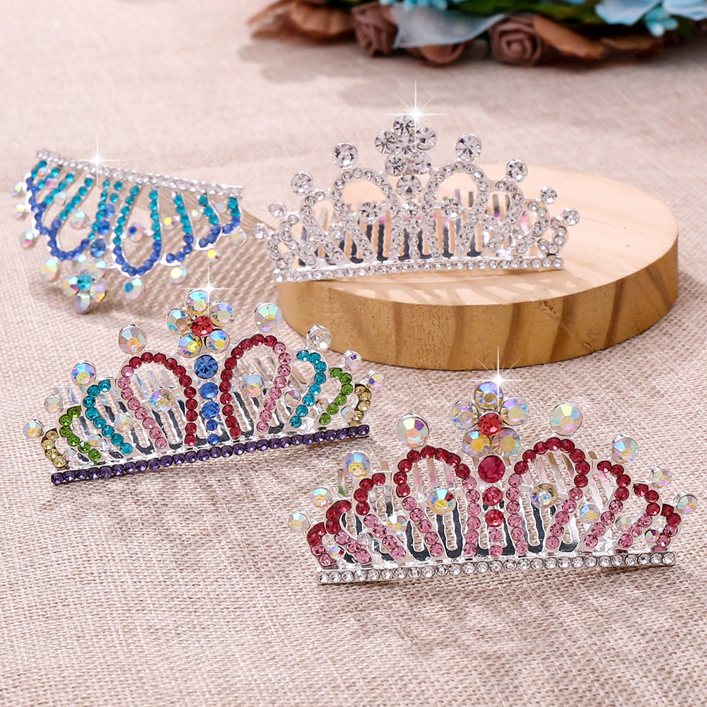 Fashion Crown Alloy Hollow Out Inlay Rhinestones Hair Combs 1 Piece display picture 3