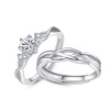 Diamond silver wedding ring suitable for men and women for beloved, Korean style, wholesale