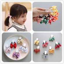 韓國兒童彩色蝴蝶結小皮筋強拉不斷發繩寶寶發飾套裝布藝頭繩套裝