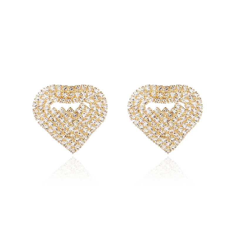 7g Weight Earrings Classification Housewarming, Anniversary, Business, Wedding, Travel, Birthday, Festival Occasion Geometric Pattern Women'S Gender Fashion Style Hot-selling Love-shaped Rhinestone Fashion Simple Geometric Earrings For Women Wholesale Nihaojewelry 13