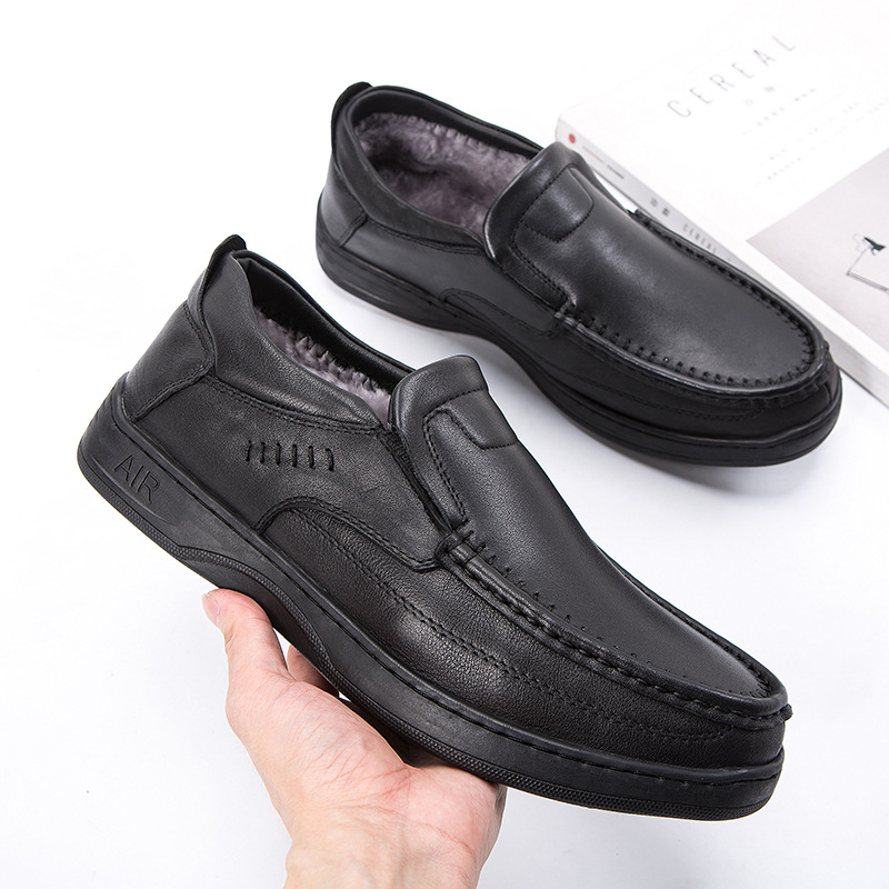 Men's Formal Shoes Leather Warm Wool Fur Lined Winter Footwear_voghion.com