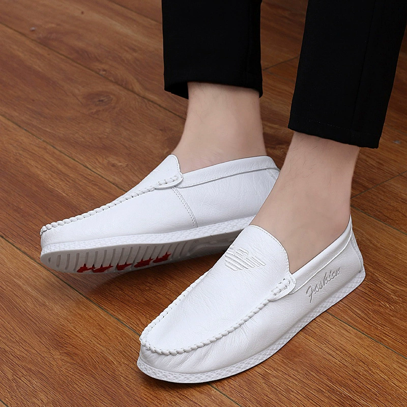 Новинка лета 2019, модная ленивая мужская повседневная обувь без шнуровки, модная повседневная универсальная Маленькая кожаная обувь