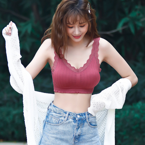  new seamless beautiful back-wrapped bra bra, wire-free sexy lace underwear, anti-exposure sports vest