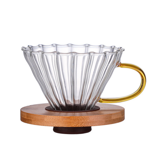Hot and cold resistant glass coffee pot, sharing pot, hand-blown coffee filter cup V02 wooden tray set funnel