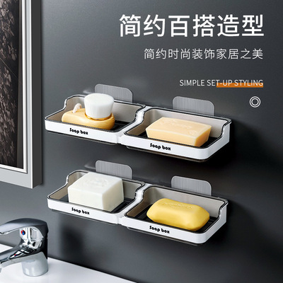 免打孔肥皂盒壁挂式香皂架卫生间沥水香皂盒吸盘创意欧式浴室皂拖