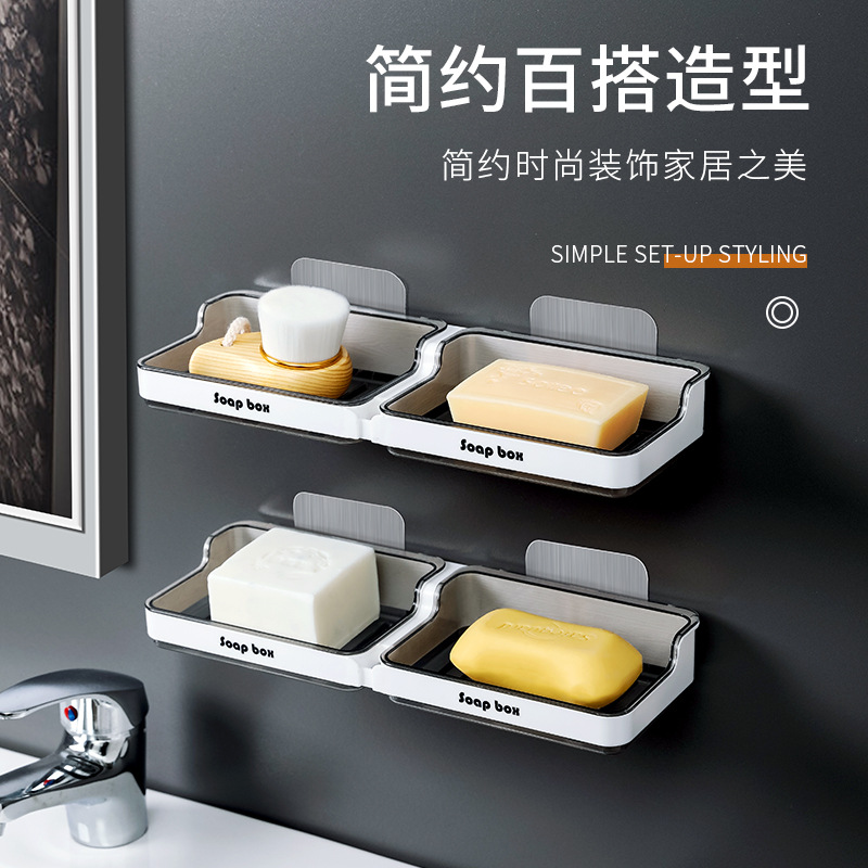 免打孔肥皂盒壁挂式香皂架卫生间沥水香皂盒吸盘创意欧式浴室皂拖