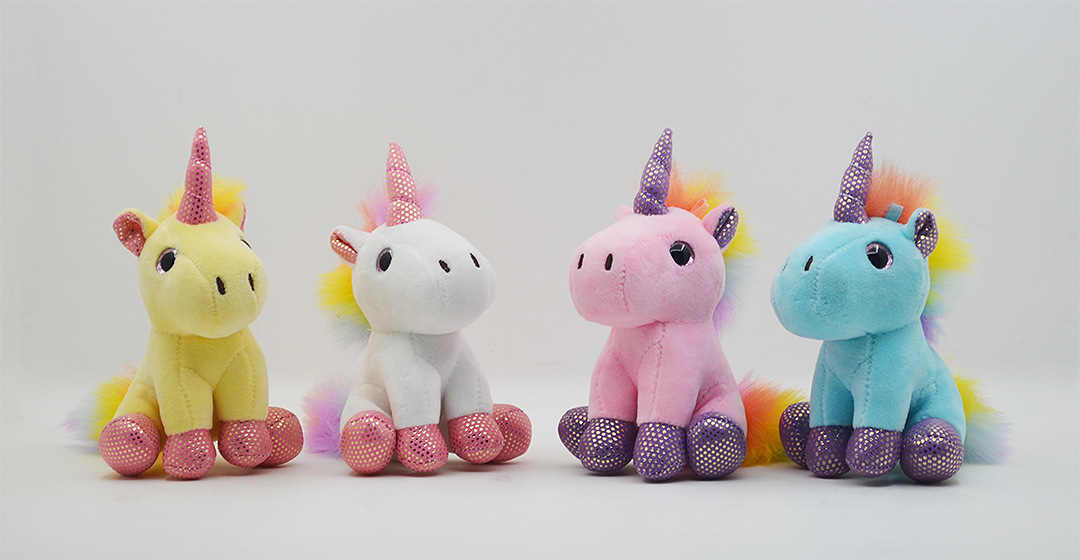 AYZ彩虹独角兽背包服装毛绒玩具钥匙扣圈挂件