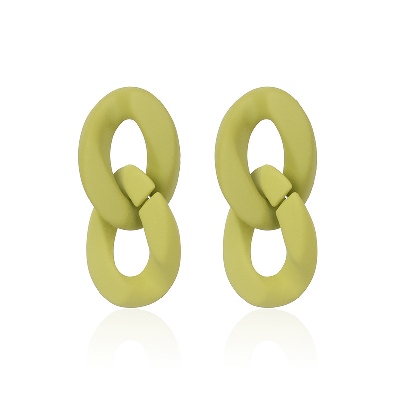 7g Weight Earrings Classification Wedding, Travel Occasion Geometric Pattern Women'S Gender Pink, Purple, Green, Yellow Color Fashion New Hollow Chain Hoop Niche Candy Color Two-link Earrings 15