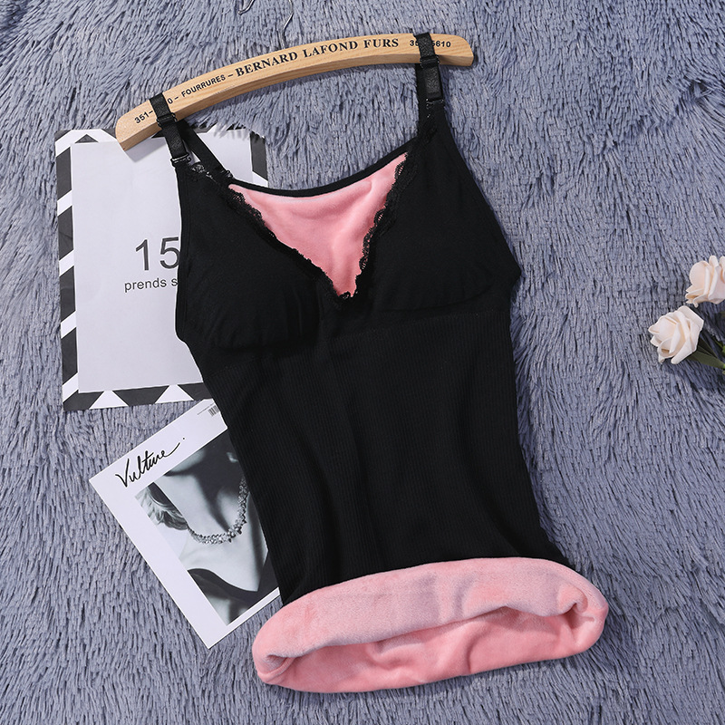 新款无缝保暖女士内衣带胸垫加绒加厚性感吊带背心打底塑身衣|ru